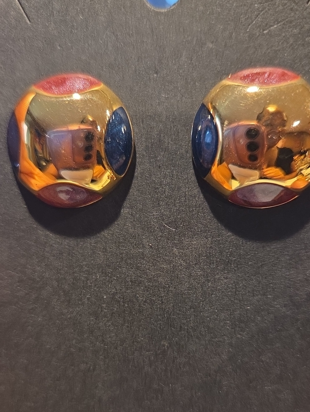 Gold Tone Accent Buttons with Blue and Red Inlay